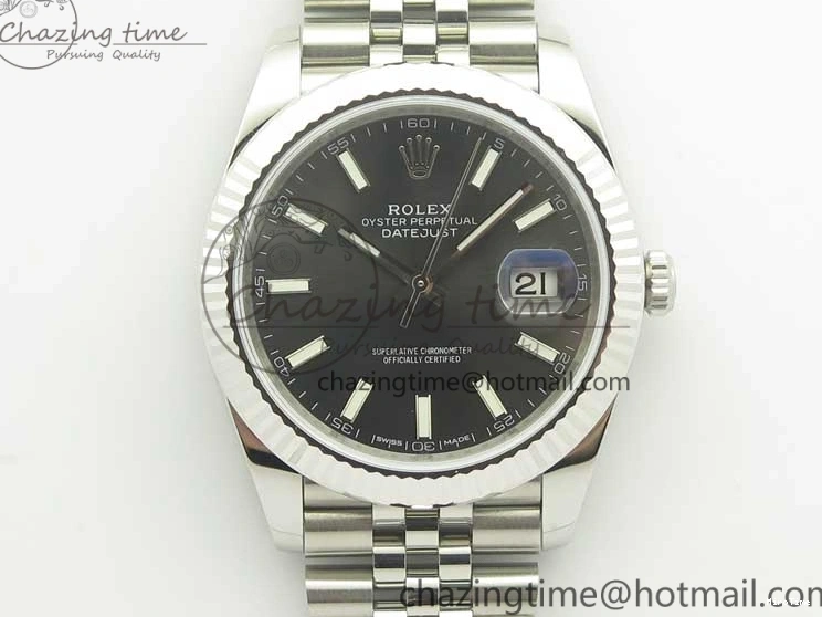 MiroTime 0219 DateJust 41 126334 SS REF 1:1 Best Edition Gray Dial Stick Markers on Jubilee Bracelet A3235 Clone V OdorResistant 3382